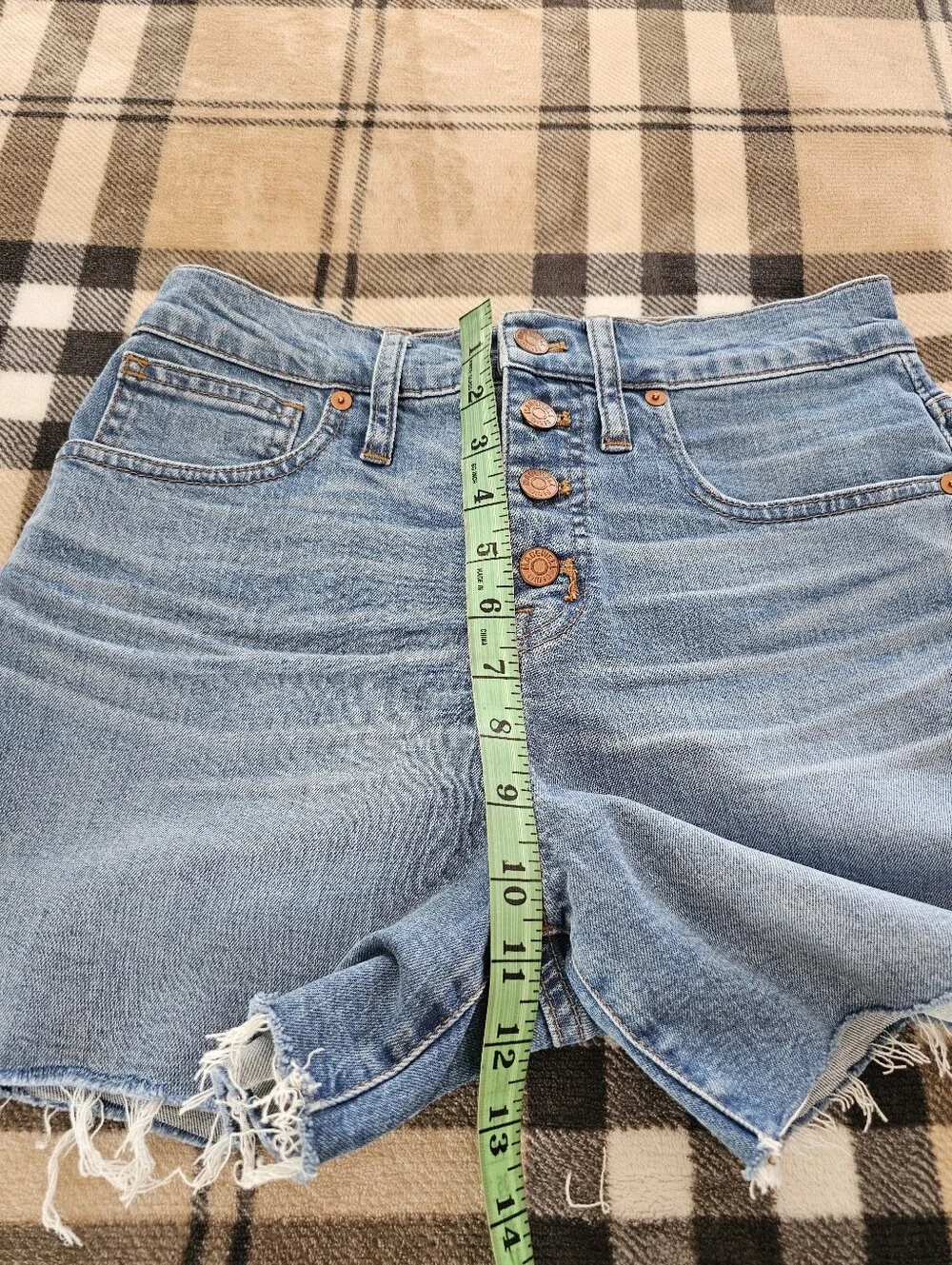 Madewell Light Blue High-Rise Button-Front Denim Shorts